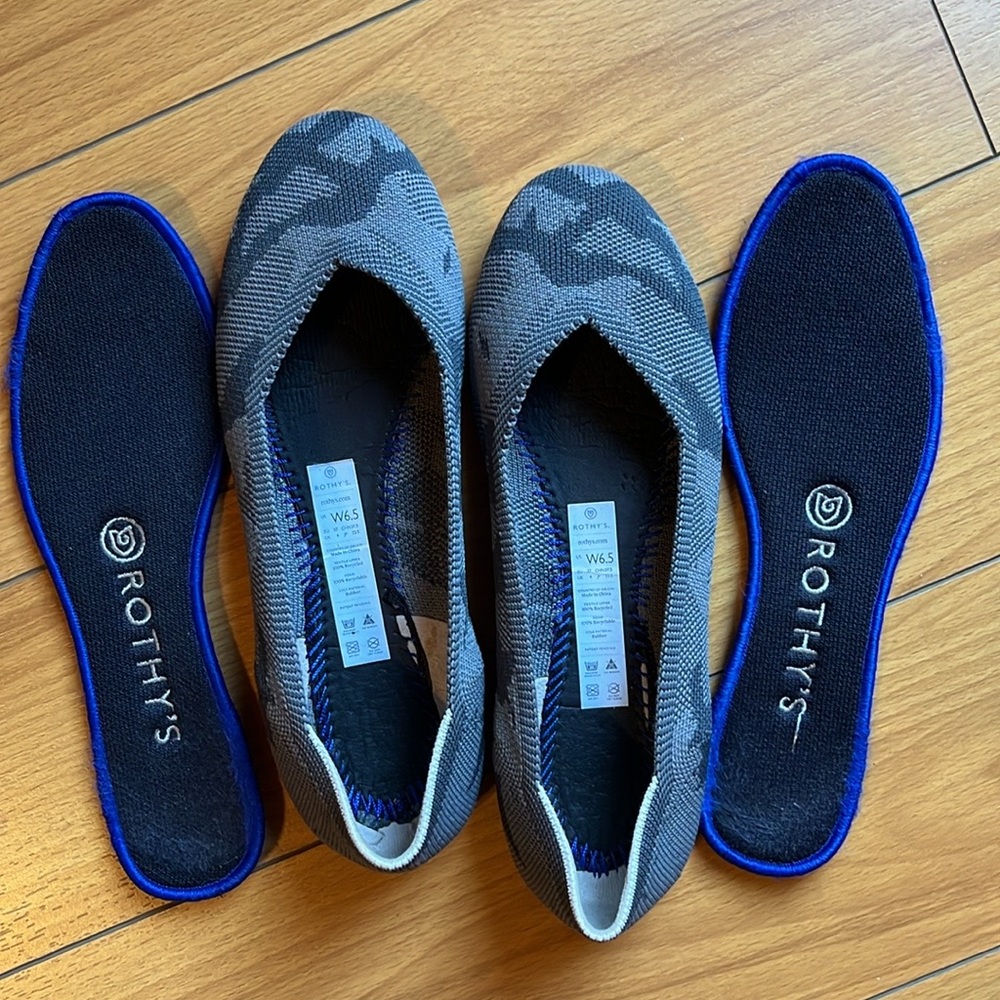 Rothy’s Grey Camo flats size 6.5